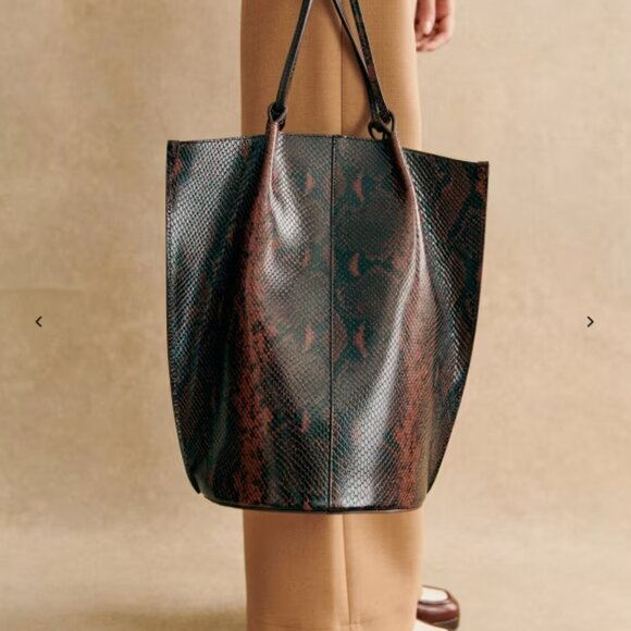 Sezane Romie bag Brown Python print - Picture 1 of 8